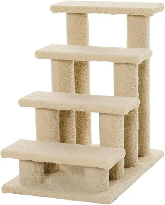 25" 4-Step Multi-Level Carpeted Cat Scratching Post Pet Stairs - Light Brown