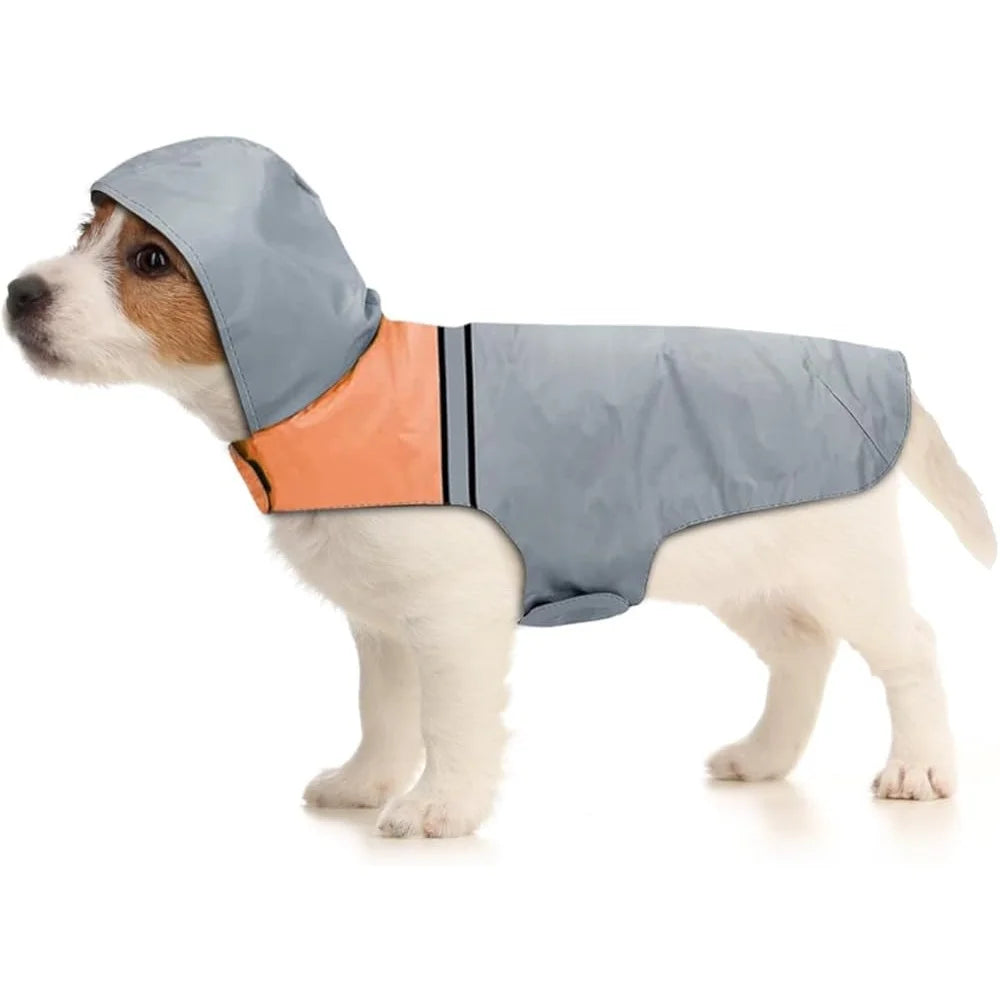 Ultra Light Waterproof Dog Raincoat Reflective Strip Adjustable Breathable Jacket with Hood Stylish Design Outdoor Use