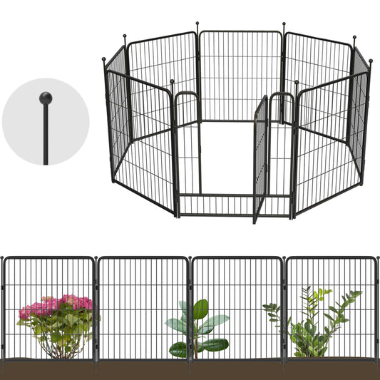 Decorative Garden Fence Panels, Dog Fence for The Yard, Heavy Duty Metal, Black