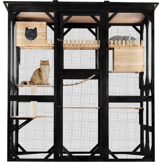71.1" L Large Cat Catio Outdoor  Enclosure Window Acess, Walk-in  Cage Cat House for Multiple Indoor Outdoor  Outside