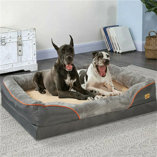 Jumbo Large Dog Bed Pet Sofa Couch Waterproof Elevated Cushion Warm Puppy Bolster Couch Removable Cover