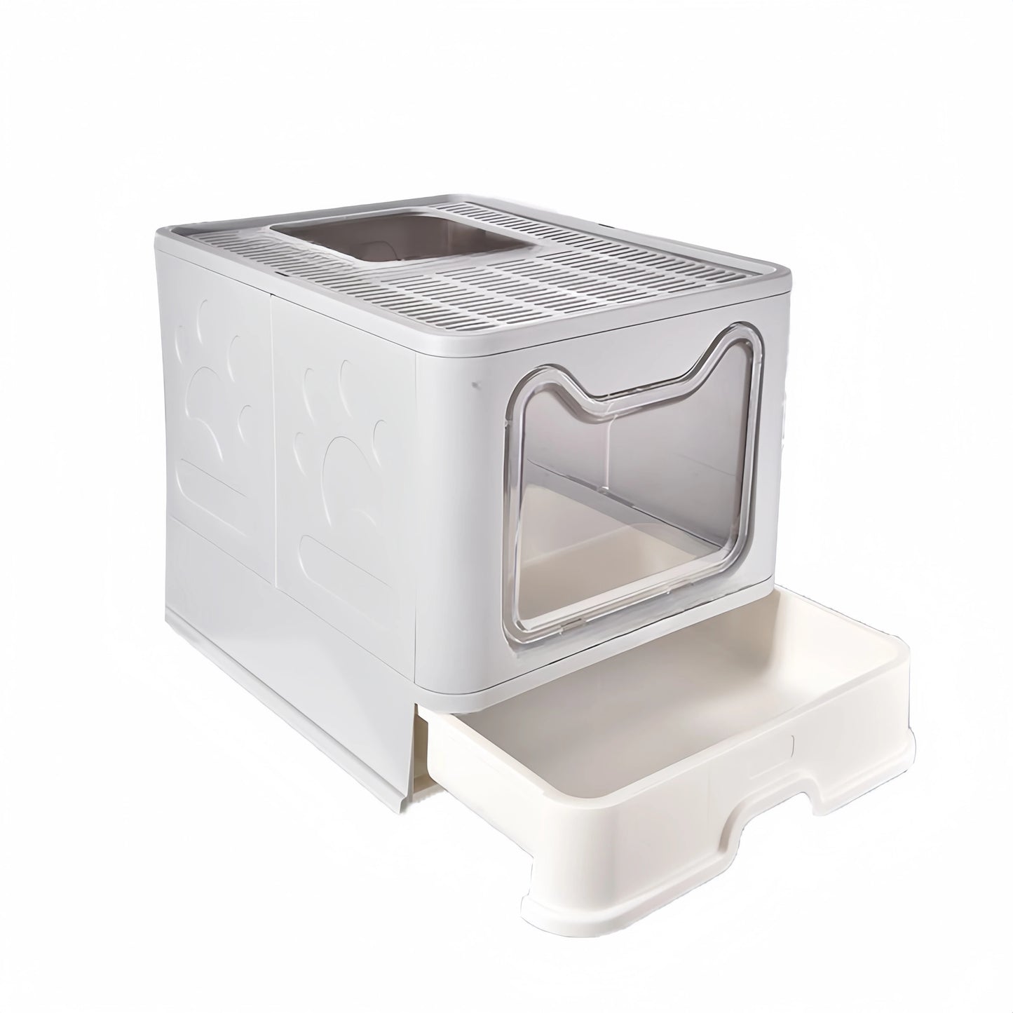 Foldable Litter Box: Drawer Design with Scooper for Easy Cat Waste Management
