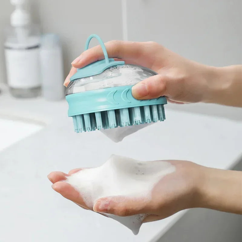 Dog Washing Massage Silicone  For Bath Pet Shampoo Brush Dog Bath Brush With Soap Dispenser Dog Grooming Brush