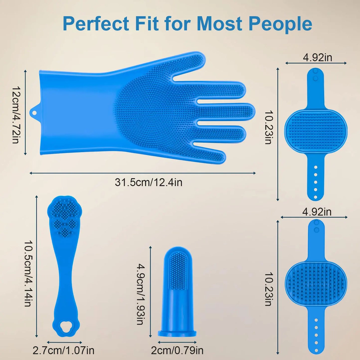 6PCS Pet Grooming Kit Silicone Dog Toothbrush Finger Dog Bath Gloves Dog Shampoo Brush for Dog Cat Bathing Massaging & Grooming