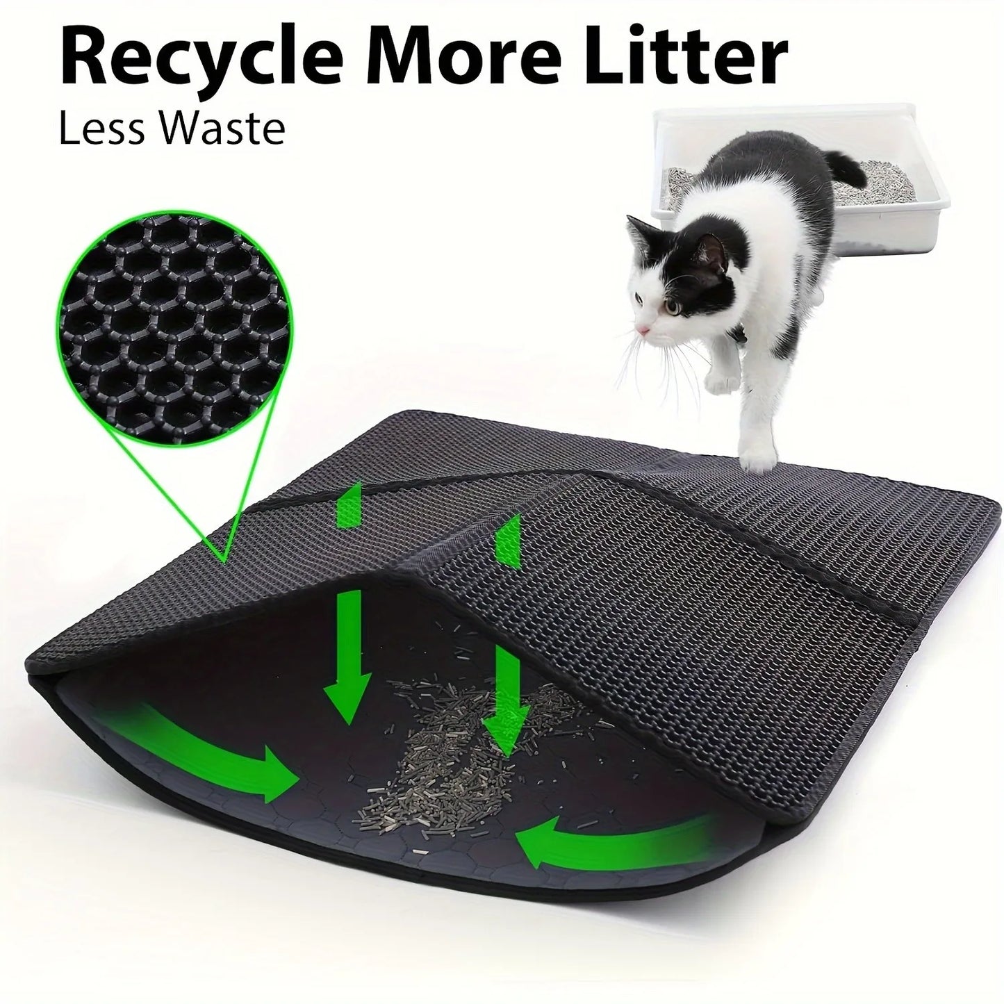 Large Litter Mat for Cats,Urine-Absorbent Washable Double Scatter Control Mat,Urine-Waterproof Litter Mat For Cats,Easy to Clean