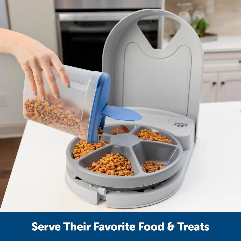 Automatic Dog Feeder, 40 oz Capacity, Plastic, for Dry Food,Refillable Storage, Timer, Durable, ,Programmable Food dispenser