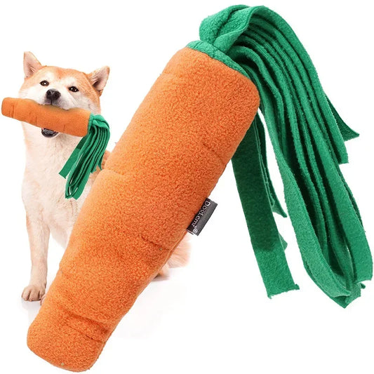 Dog Sniffing Toys for Small Dog Carrot Shape Squeaky Interactive Snuffle Training Food Slow Feeder