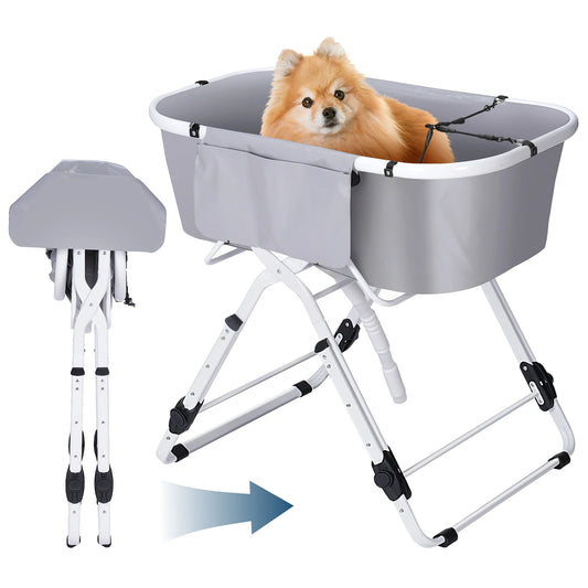 Foldable Dog Bath Tub 5 Height Adjustable Shower Dog Pool for Indoor Outdoor Suit for Small Medium Dog and Cat