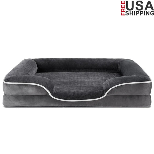 Supportive Dog Bed Memory Foam Waterproof Non-Slip Removable Washable Cover Medium Dogs Comfortable Pet Sofa