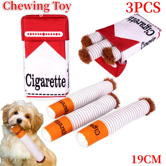 cigarette interactive Dog Toys Funny Plush Chewing Toy with Squeaking Sound Dog Toy  Box Good Pet Gifts