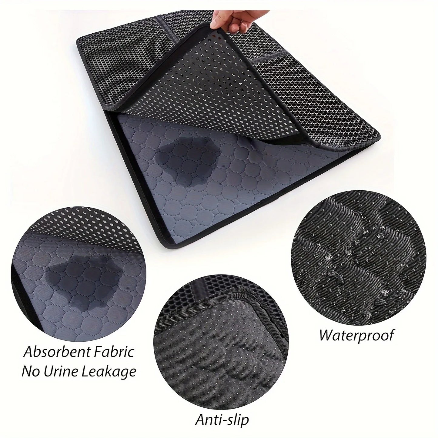 Large Litter Mat for Cats,Urine-Absorbent Washable Double Scatter Control Mat,Urine-Waterproof Litter Mat For Cats,Easy to Clean
