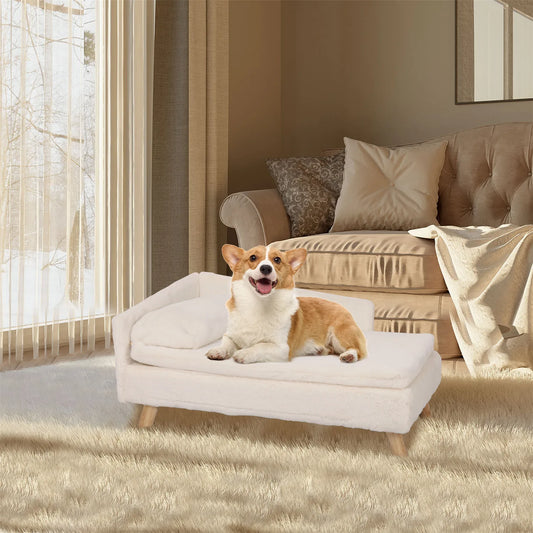 Elevated Pet Bed, with Cozy Pad Waterproof,Pet Sofa Bed with Sturdy Wood Legs for Small Dog Kitten