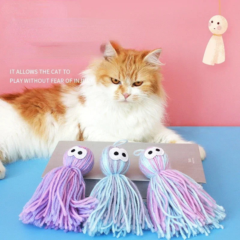 Wool Octopus Doll Cat Toy for Kitten Cute Pet Products Self-healing Plush Balls Pet Toy Bite Resistant