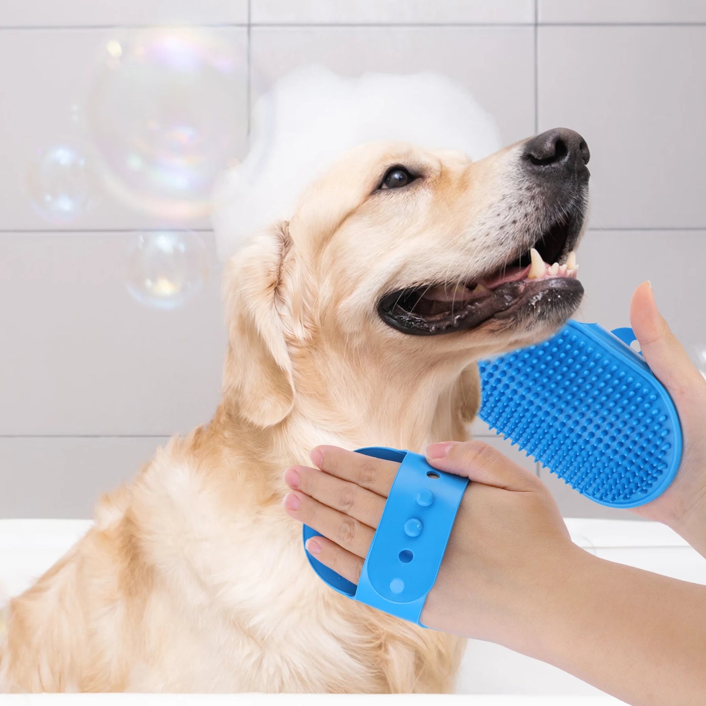 6PCS Pet Grooming Kit Silicone Dog Toothbrush Finger Dog Bath Gloves Dog Shampoo Brush for Dog Cat Bathing Massaging & Grooming