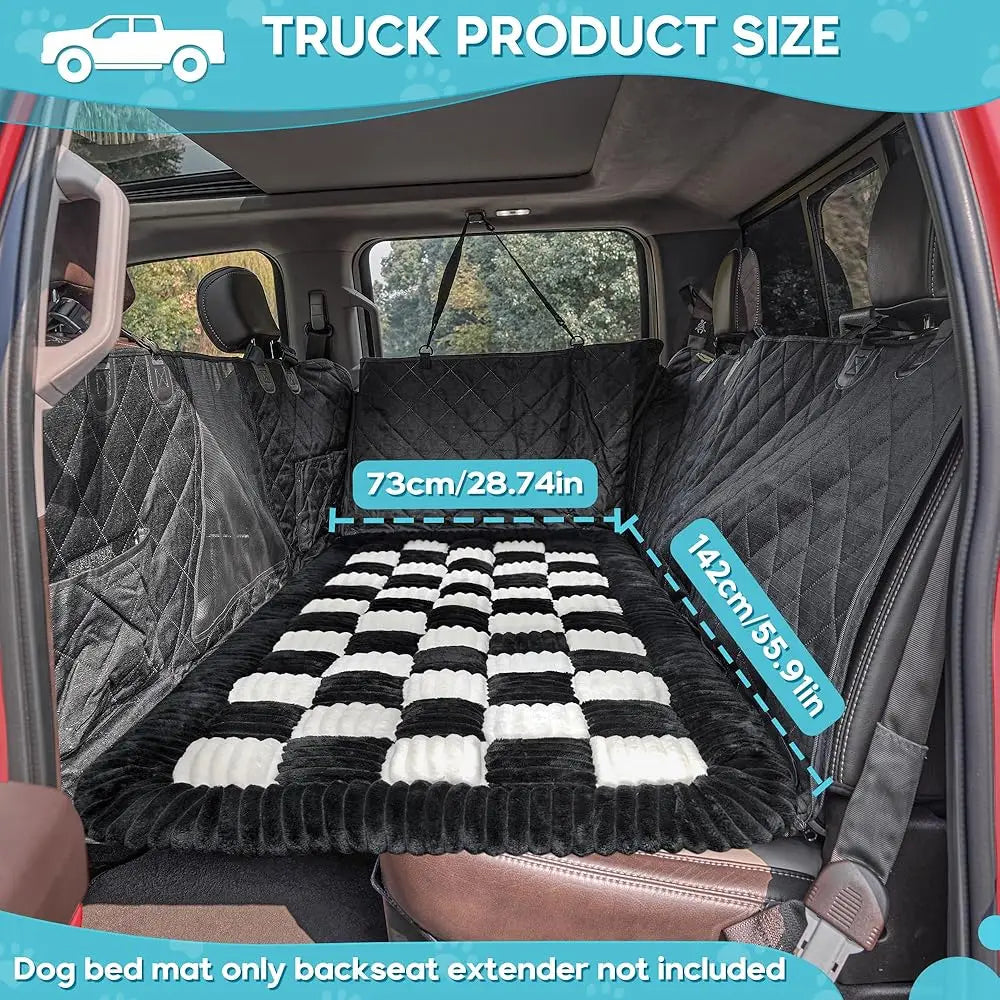 Dog Car Bed Mat, Non-Slip Backseat Extender Pet Blanket, Plaid Dog Bed For Suvs, Sedans & Trucks, Chew-Resistant Travel Pad For