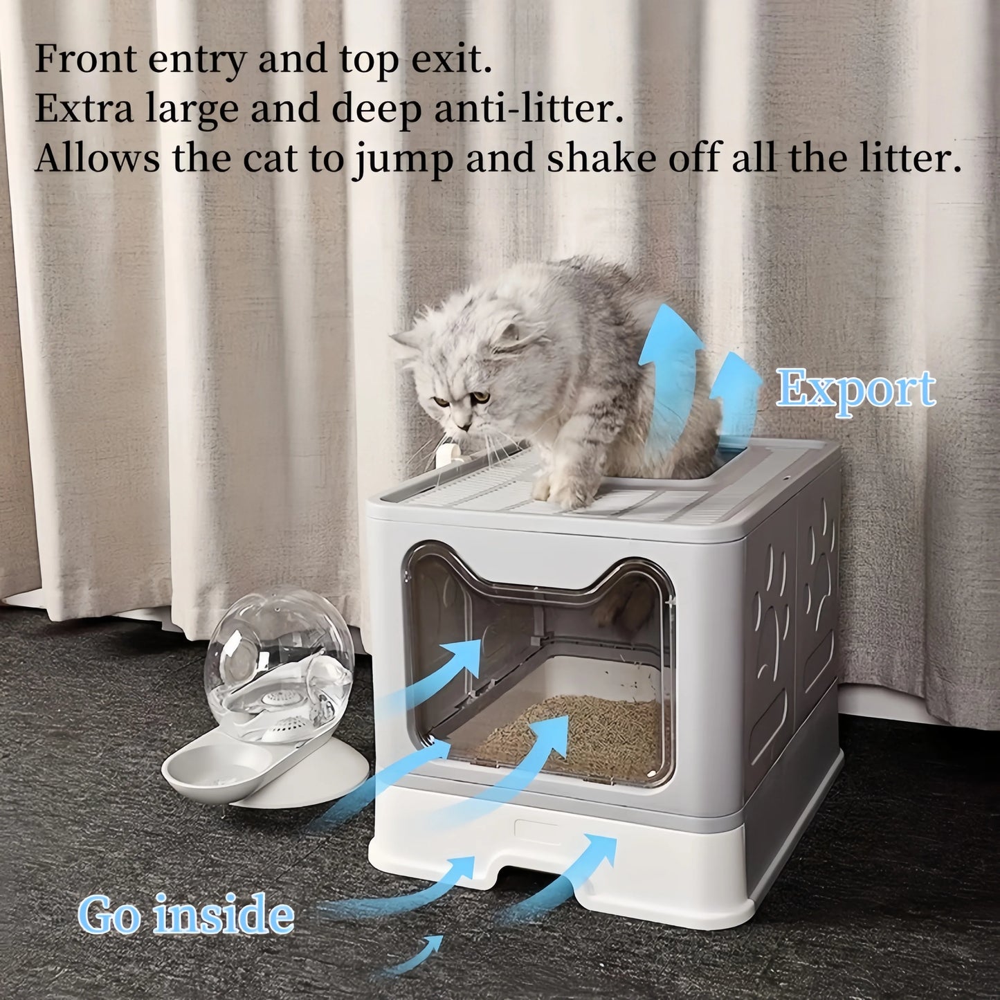 Foldable Litter Box: Drawer Design with Scooper for Easy Cat Waste Management