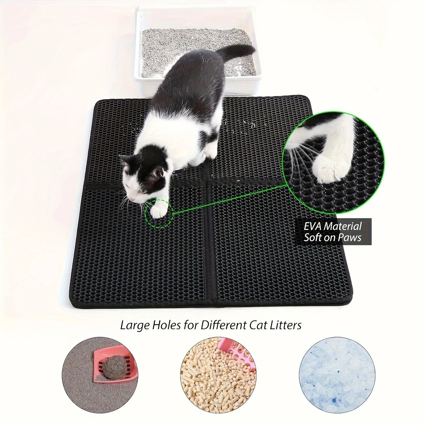 Large Litter Mat for Cats,Urine-Absorbent Washable Double Scatter Control Mat,Urine-Waterproof Litter Mat For Cats,Easy to Clean